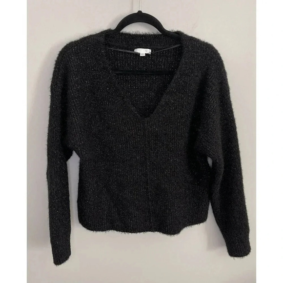 Abound Long Sleeve Black Sparkly Glitter V-Neck Sweater Women’s Small NEW - Picture 2 of 6